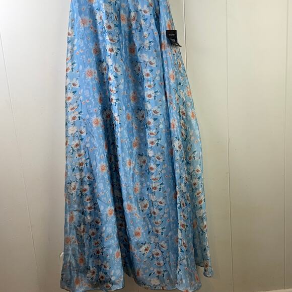 Bloom Into Love Blue Floral Organza One-Shoulder Maxi Dress - Picture 4 of 13
